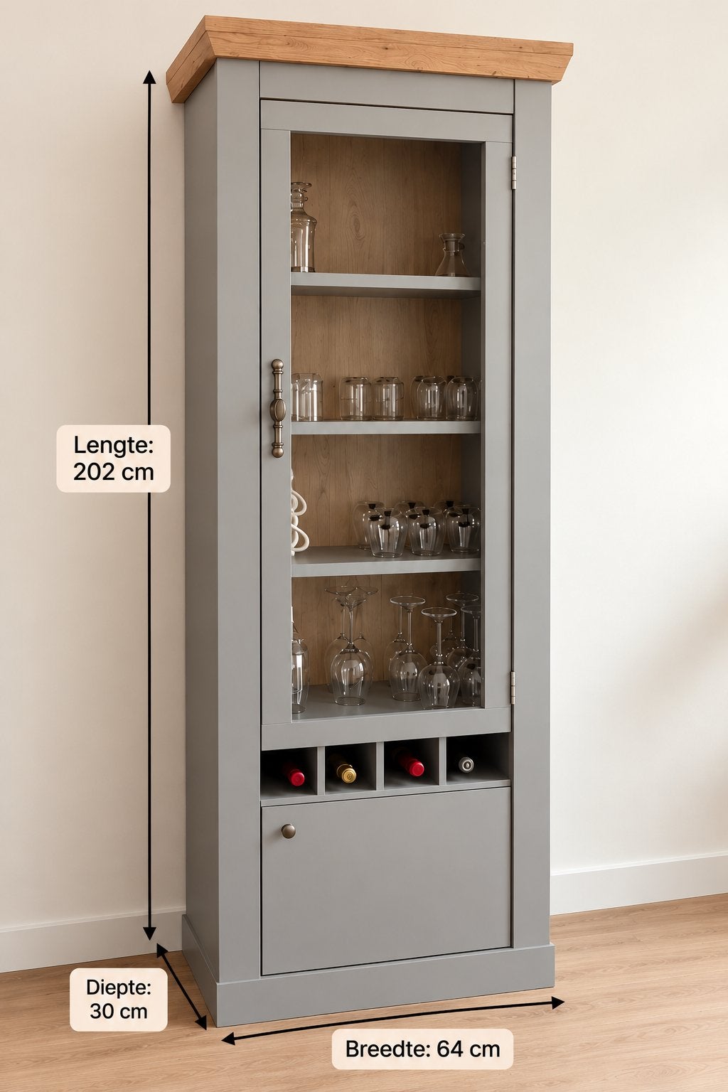 Grote grijze kast - 202x64x30 cm, Huis en Inrichting, Ophalen, Gebruikt, 200 cm of meer, 50 tot 100 cm