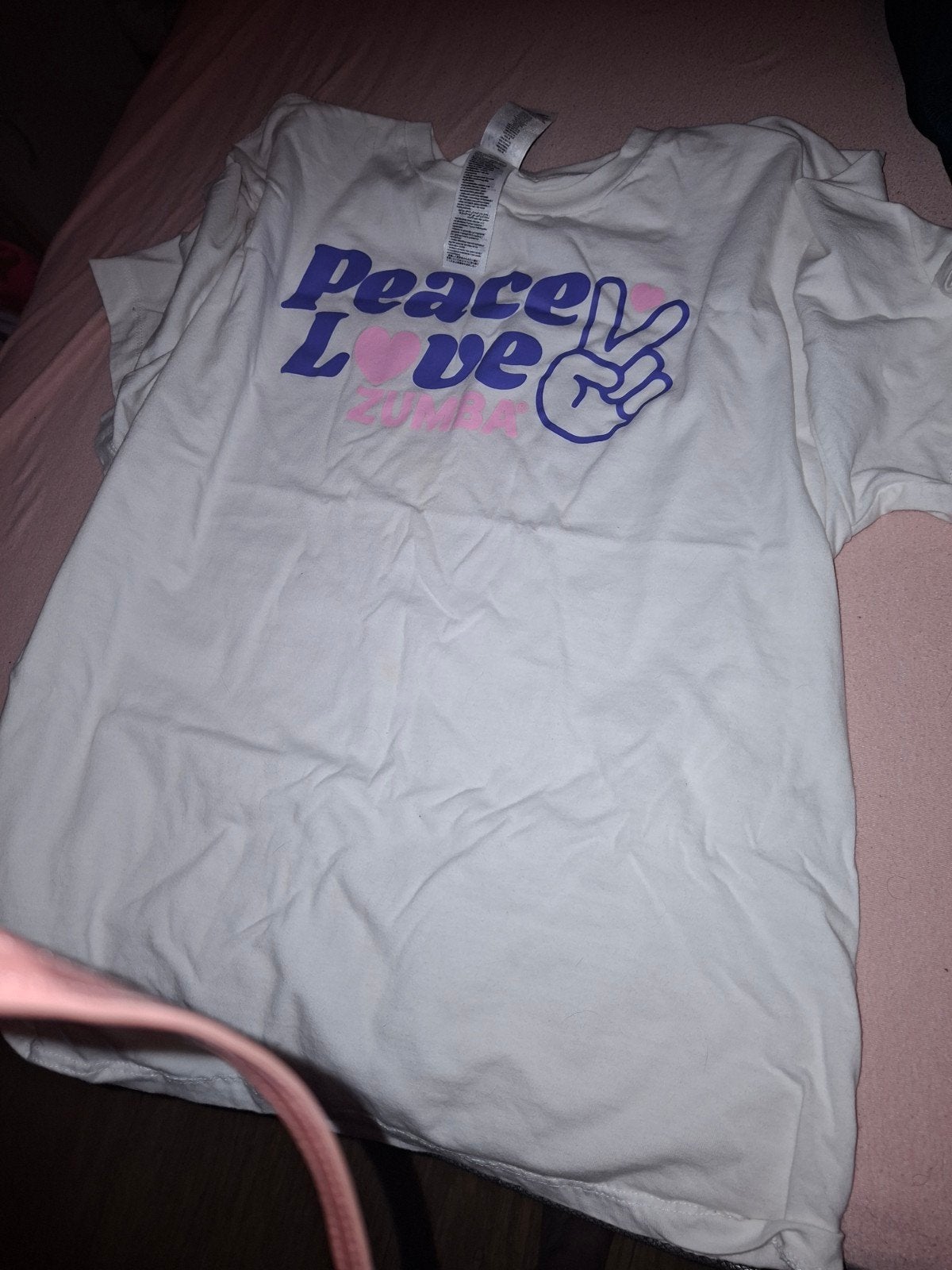 Zumba T-shirt - Peace Love Zumba - One Size Fits Most, Maat 38/40 (M), Wit, Ophalen of Verzenden, Zo goed als nieuw