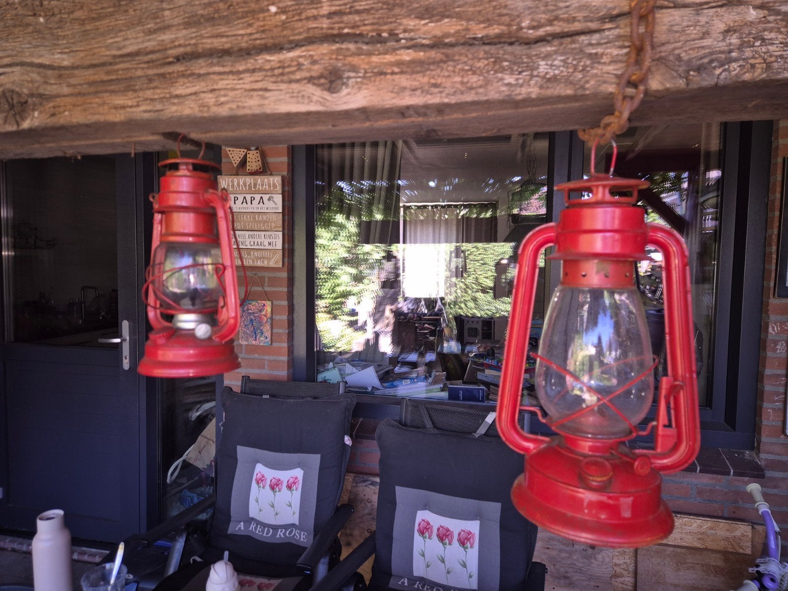 Oude rode olielamp / stormlamp, Ophalen of Verzenden