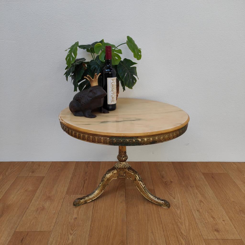 Vintage ronde Regency salontafel koffietafel marmer blad 503, Valkenswaard, Gebruikt, 50 tot 100 cm, Info@flashbackfurniture.nl