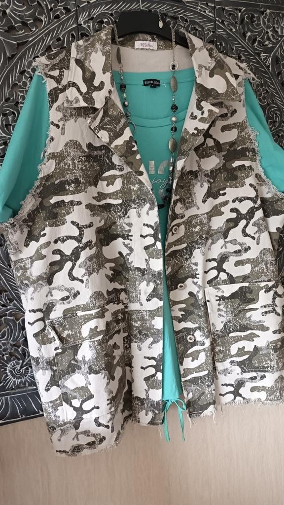 Rosan&co gilet camouflage groen maat 54, Rosan&co, Maat 46/48 (XL) of groter, Nieuw, Ophalen of Verzenden