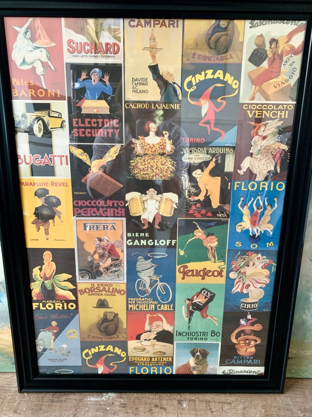 Ingelijste vintage posters - Campari, Cinzano, Bugatti, Ophalen, Met lijst, A1 t/m A3, Reclame