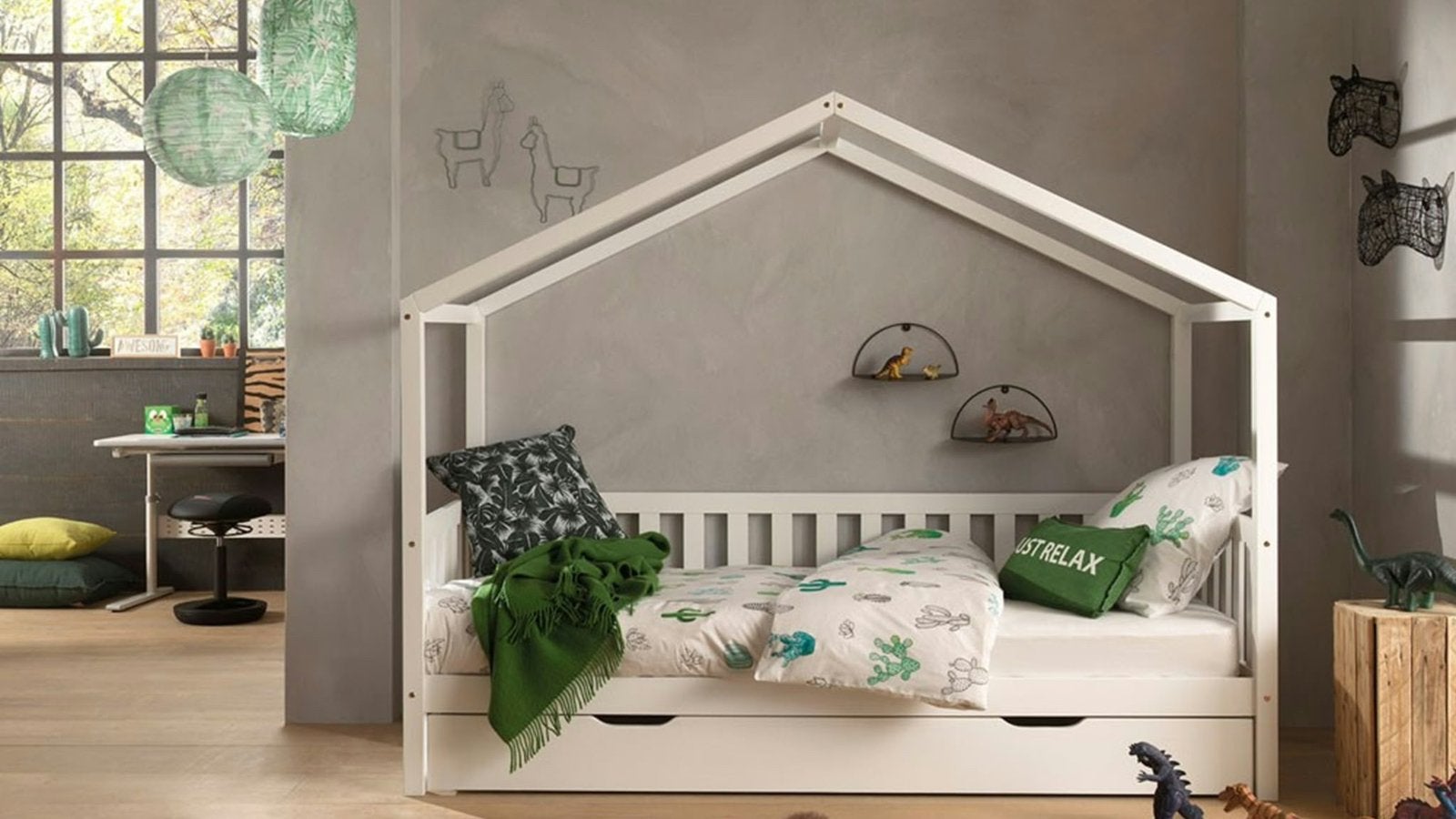 Kinderbed (Vipack Dallas, Beter Bed) 210 x 97 cm, Ophalen, 85 tot 100 cm, Zo goed als nieuw, Lattenbodem