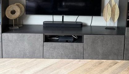 Ikea Besta TV-meubel met opbergkasten - Grijs, Ophalen, Overige materialen, 100 tot 150 cm, Zo goed als nieuw