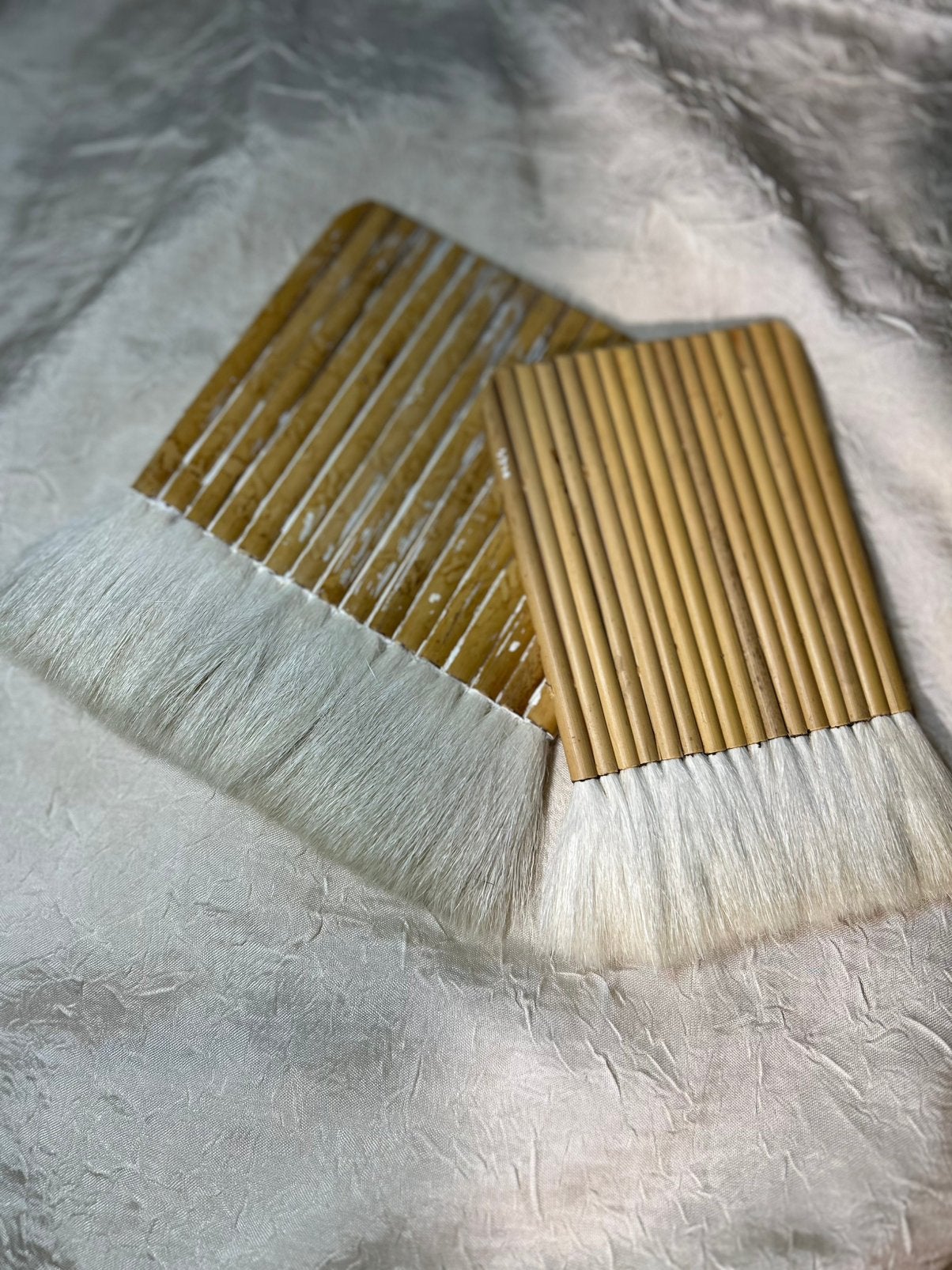 2 x Japanse Hake-penselen bamboe stengels zachte haren, Ophalen of Verzenden