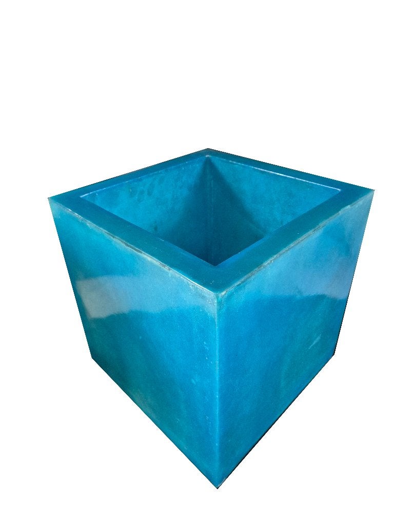 Schitterende ijs blauwe glasvezel design plantenbak, Kunststof, Gebruikt, Minder dan 60 cm, Vierkant