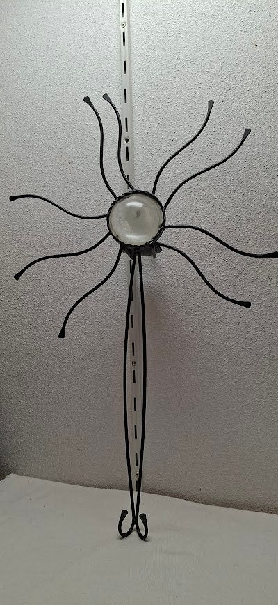 Zwarte metalen wand kandelaar met prisma glas , vorm van zon, Ophalen, Zwart, 72 cm, Kandelaar