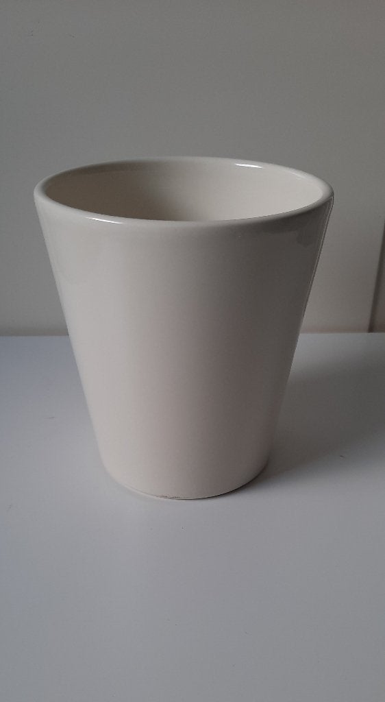 Crèmekleurige Bloempot, Rond, Binnen, Ophalen of Verzenden, Zo goed als nieuw
