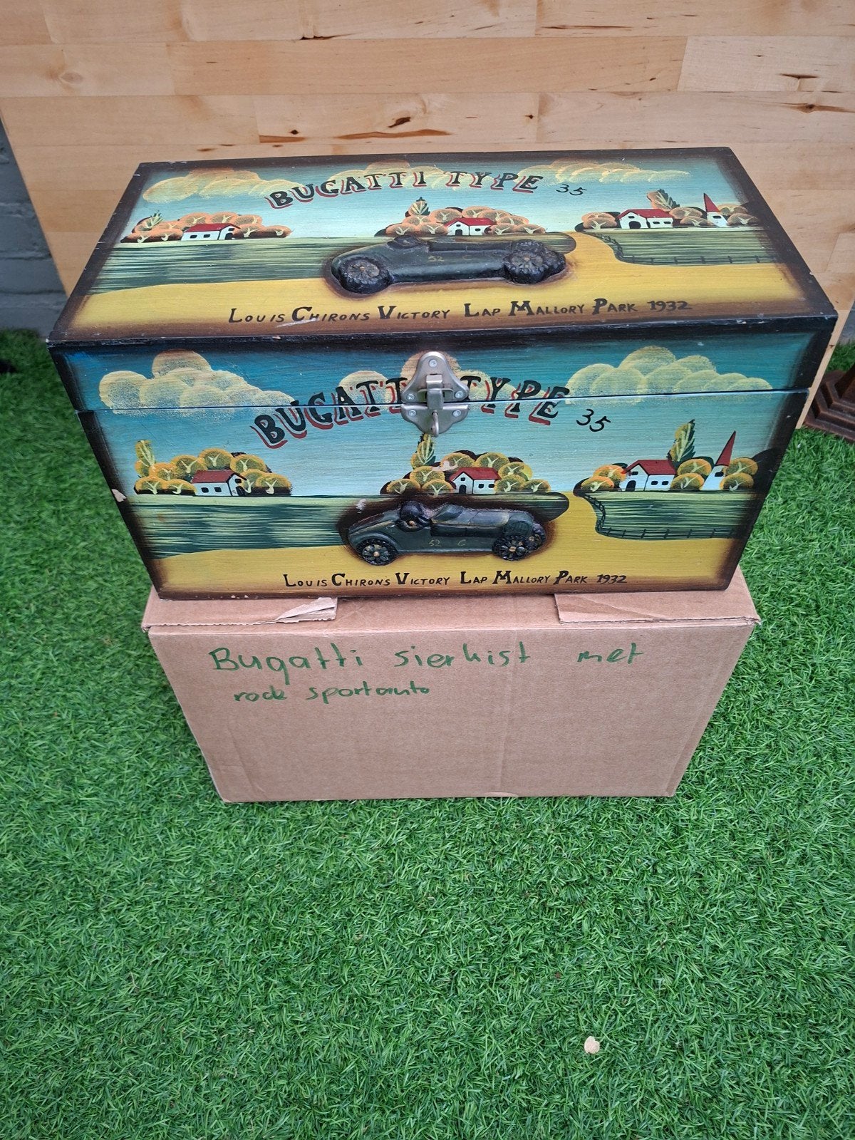 Bugatti Type 35 Sierkist, hout in prima staat, Ophalen, Minder dan 50 cm, Gebruikt, Minder dan 50 cm