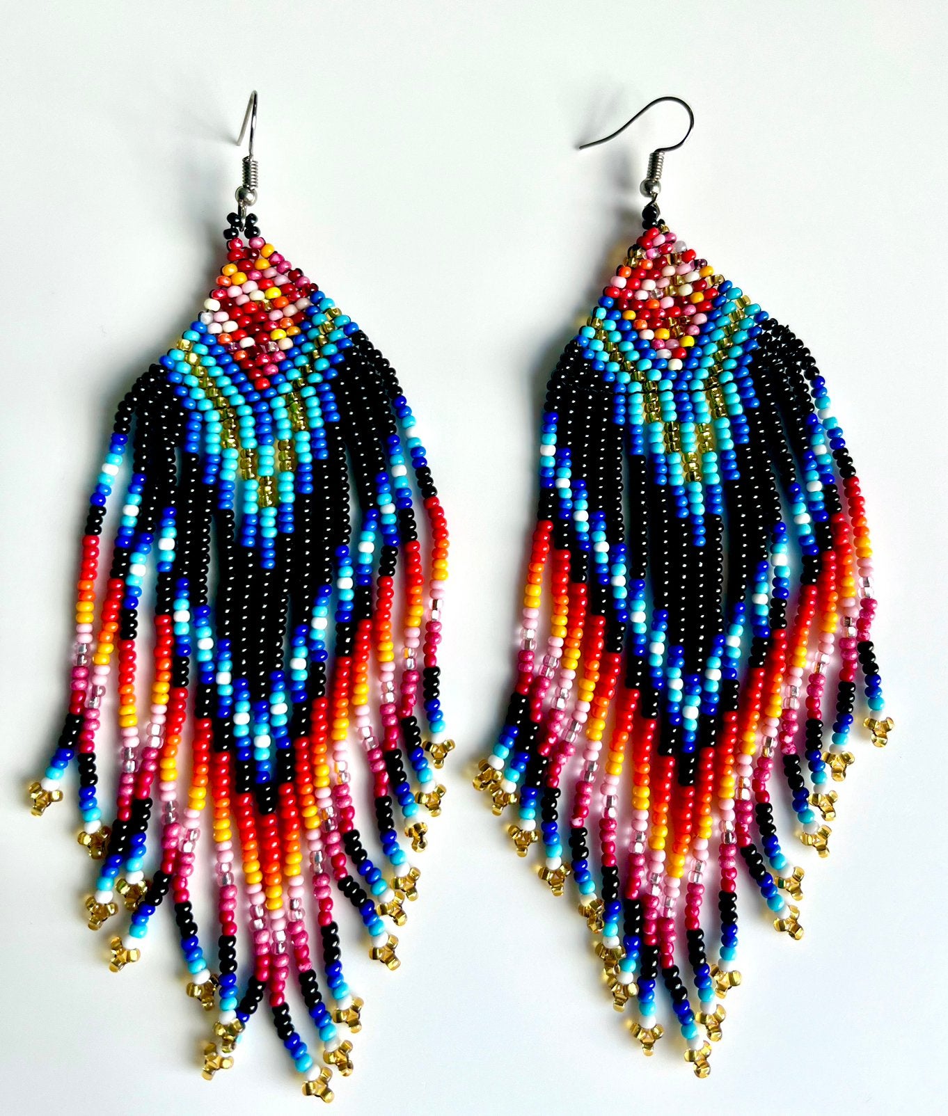 Spectaculaire, lange fringe oorbellen uit Ecuador NIEUW!, Hangers, Overige kleuren, Nieuw, Ophalen of Verzenden