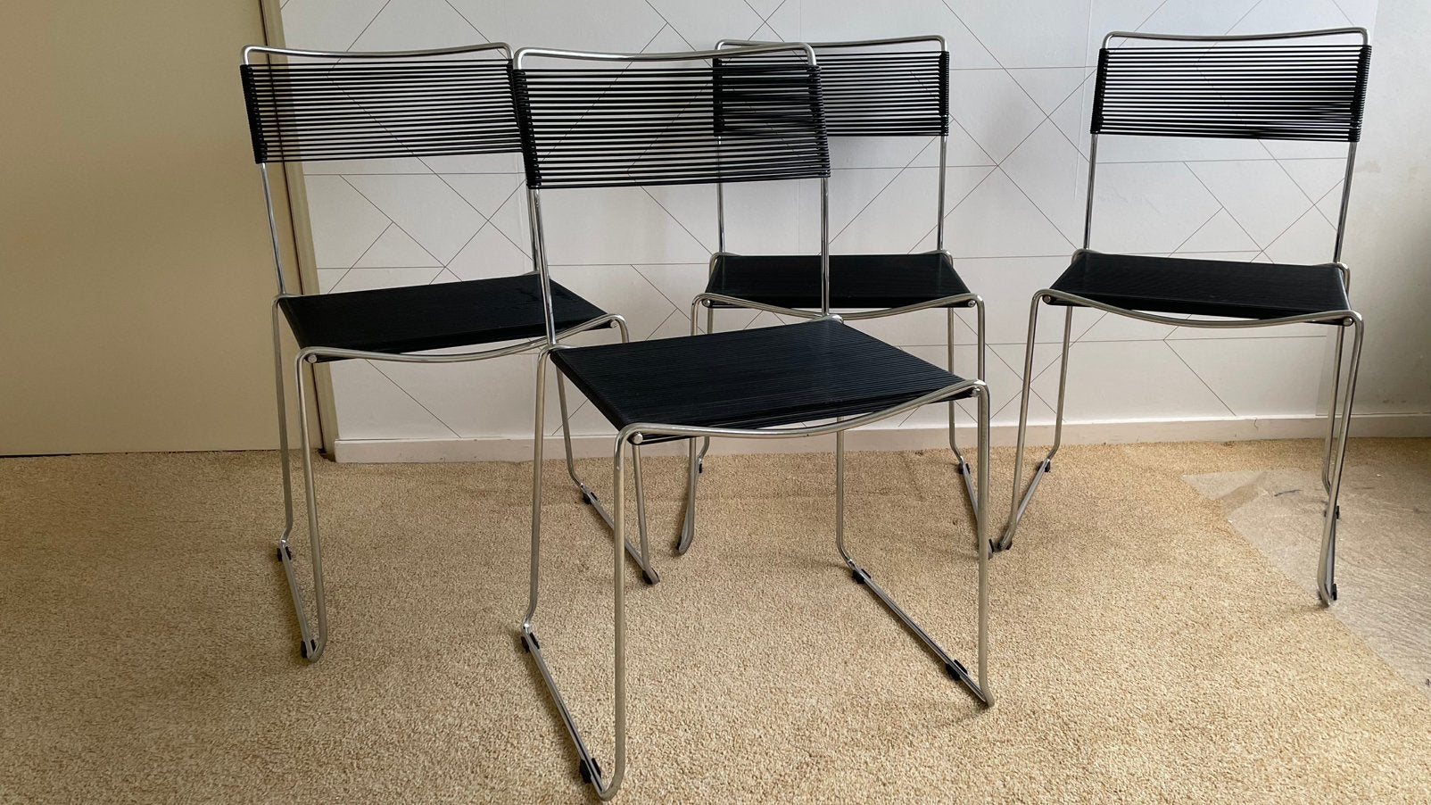 Giandomenico Belotti Spaghetti stoelen (4 stuks), Ophalen, Gebruikt, Zwart, Vier