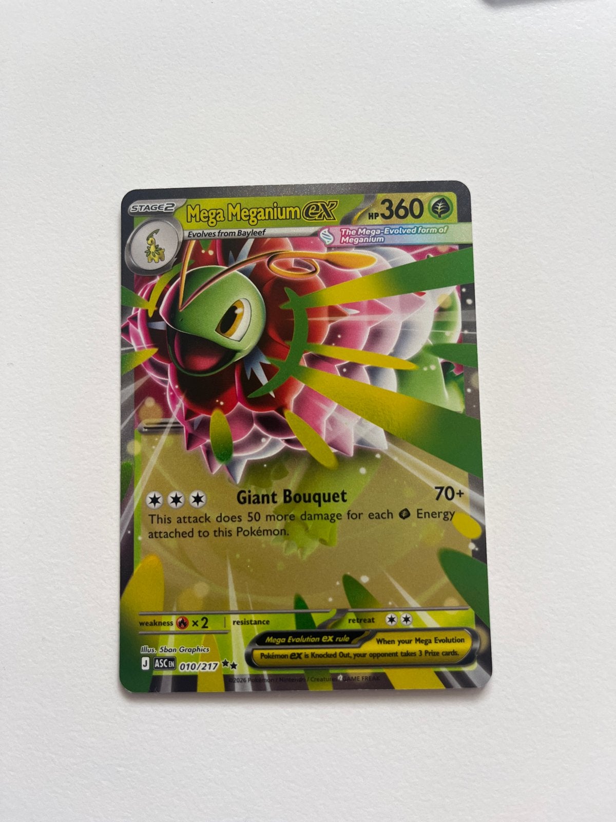 Mega Meganium EX 10 /217 - Ascended Heroes Pokémon Kaart, Ophalen of Verzenden, Zo goed als nieuw, Losse kaart, Foil