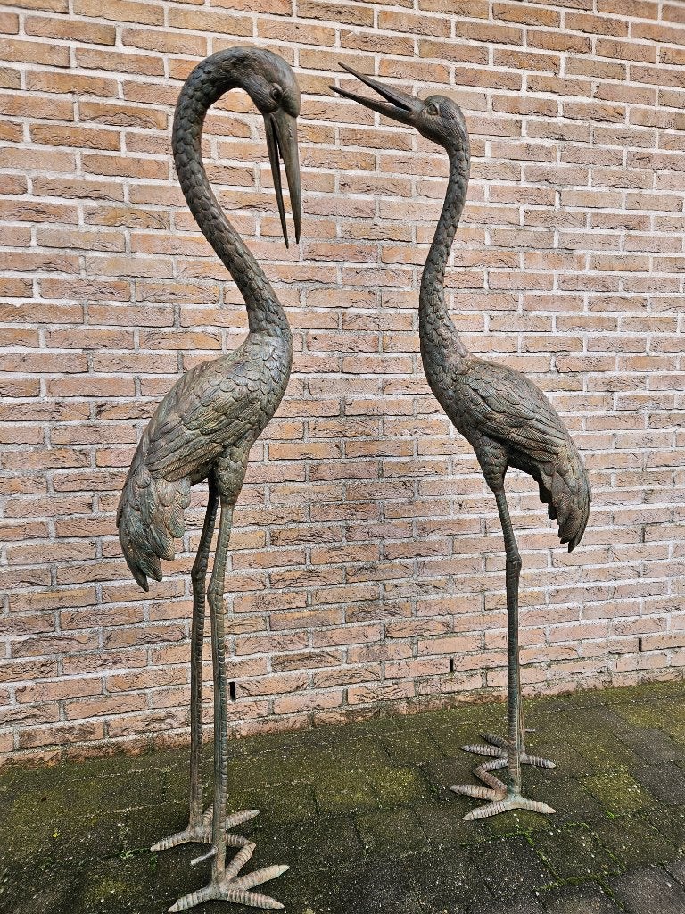 BRONZEN KOPPEL GROTE KRAANVOGELS ZEER LAGE PRIJS VOOR DE 2 !, Ophalen of Verzenden, Nieuw, Overige materialen, Dierenbeeld