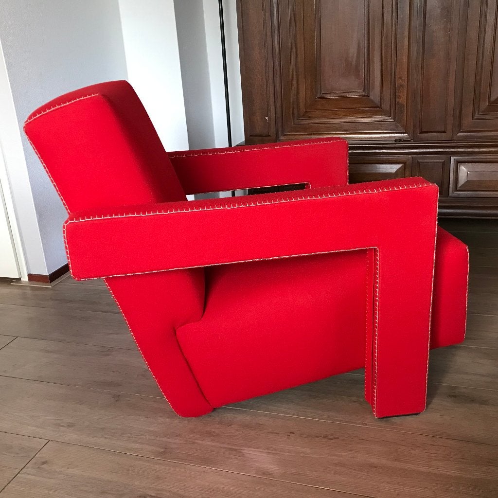 Cassina Rietveld Utrecht fauteuil chair Gerrit Rietveld, Gebruikt, 75 tot 100 cm, Ophalen of Verzenden, Nvt