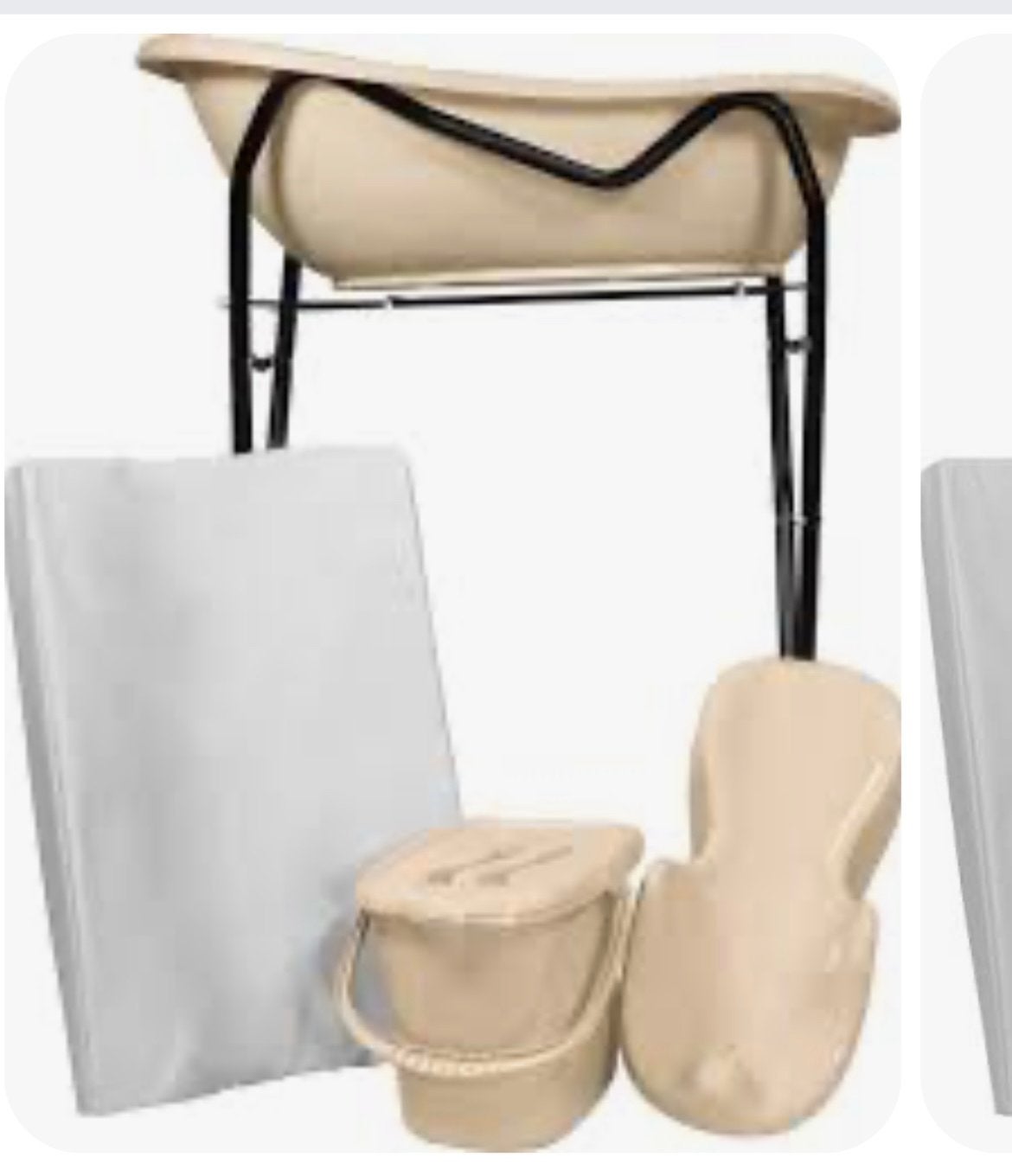 MamaLoes Badje Set: Beige Badje, Zwarte Standaard, Ligsteun, Kinderen en Baby's, Badjes en Verzorging, Zo goed als nieuw, Badje