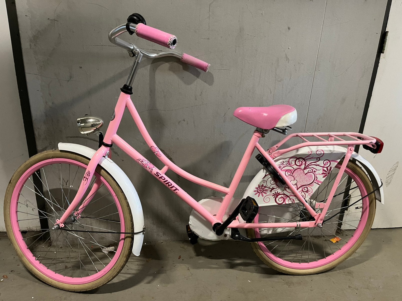 Spirit kinderfiets roze, Ophalen, Gebruikt, Terugtraprem, 24 inch