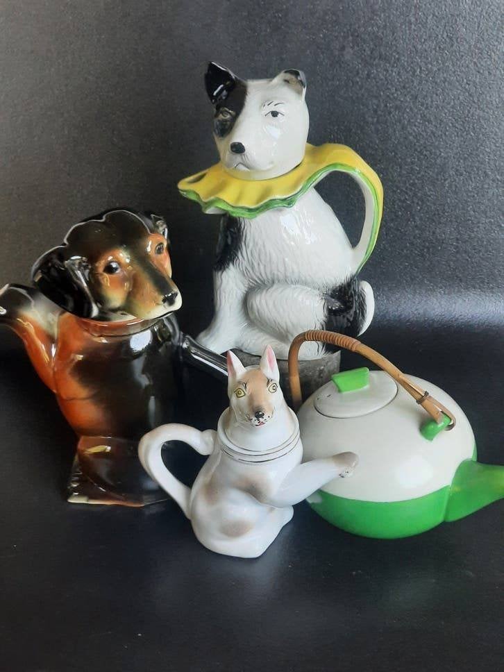 verzameling oude ( vintage ) theepotten, Theepot/fluitketel, Ophalen of Verzenden, Gebruikt, Steen/keramiek
