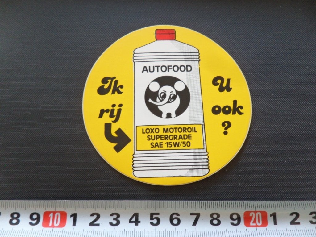 sticker ik rij autofood- u ook? - motoroil motorolie, Ophalen, Zo goed als nieuw