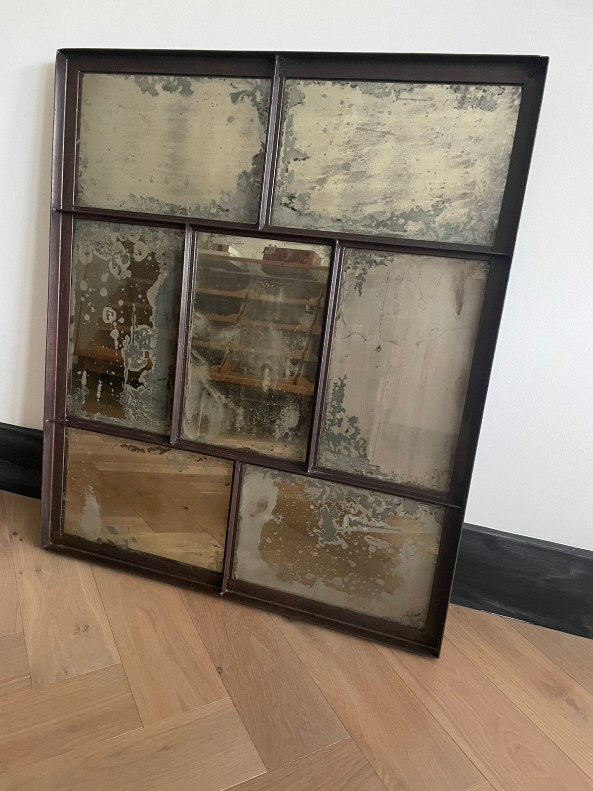 Groot 72x84  stalen stalraam kozijn stalraamspiegel spiegel, Ophalen, Rechthoekig