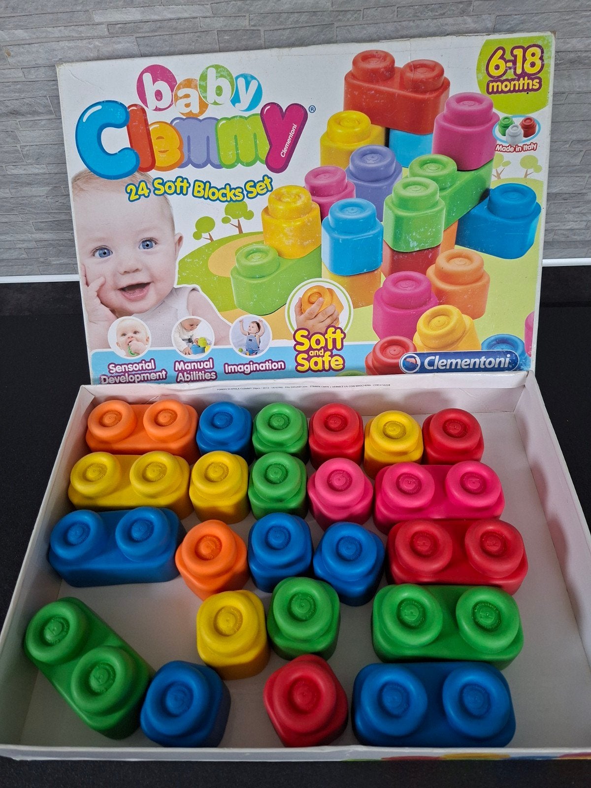 Baby Clemmi Soft Blocks set v.Clementoni 6-18 maand vintage, Ophalen of Verzenden, Gebruikt