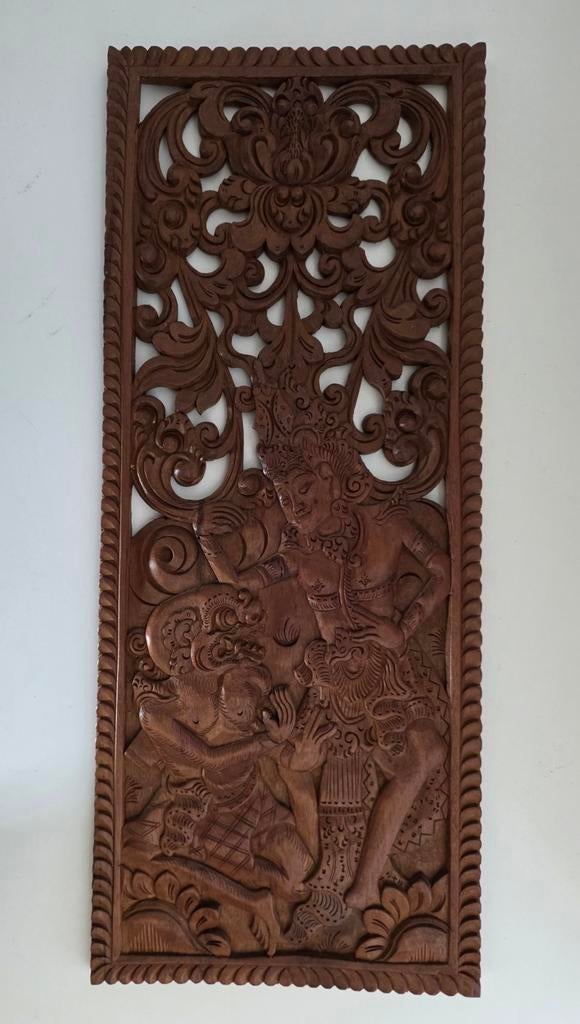 3D indonesisch paneel houtsnijwerk, Antiek en Kunst, Ophalen of Verzenden