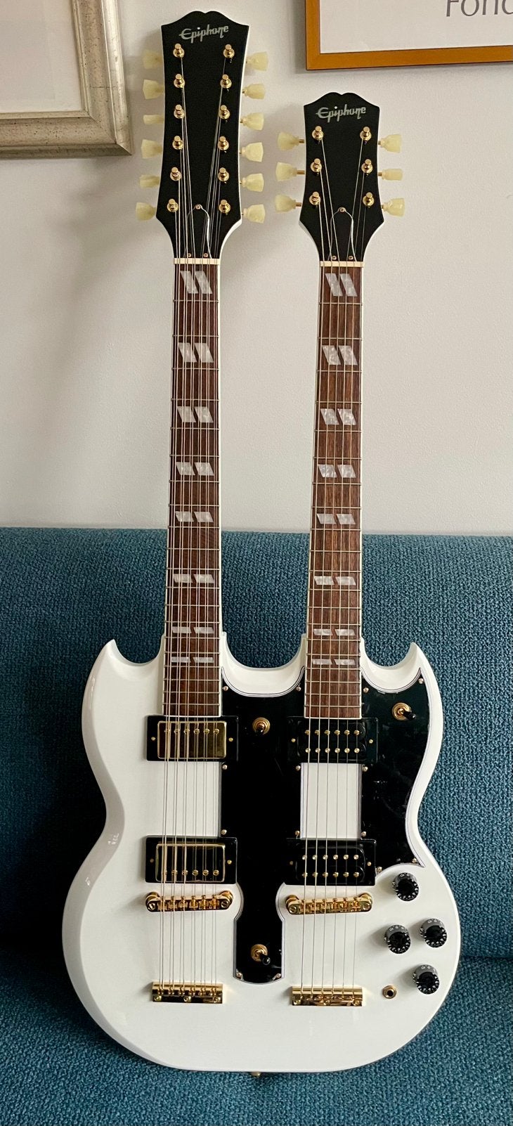 Epiphone EDS-1275 Doubleneck, Alpine White, Muziek en Instrumenten, Ophalen, Zo goed als nieuw, Solid body, Epiphone
