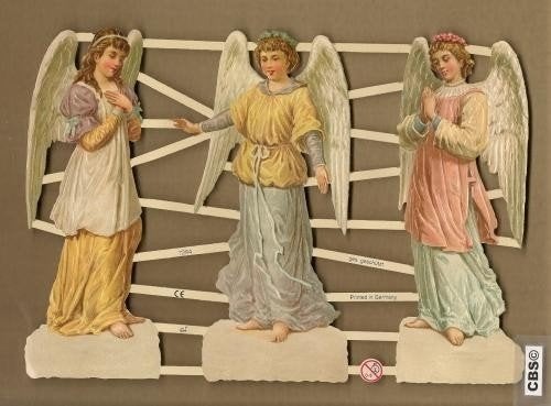 Staande devote engelen poezieplaatjes 7284, Ophalen of Verzenden