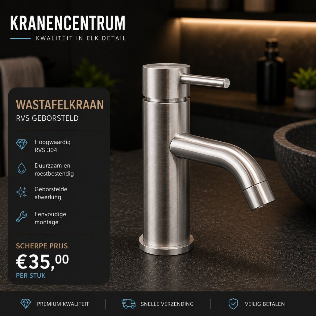 Wastafel kraan Mengkraan RVS Geborsteld type: Ore Vola, Ophalen of Verzenden, Nieuw, Rvs, Kraan
