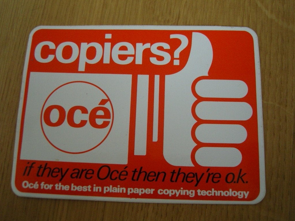 sticker Copiers ?  OCÉ  if they are Océ then they're o.k., Ophalen, Zo goed als nieuw