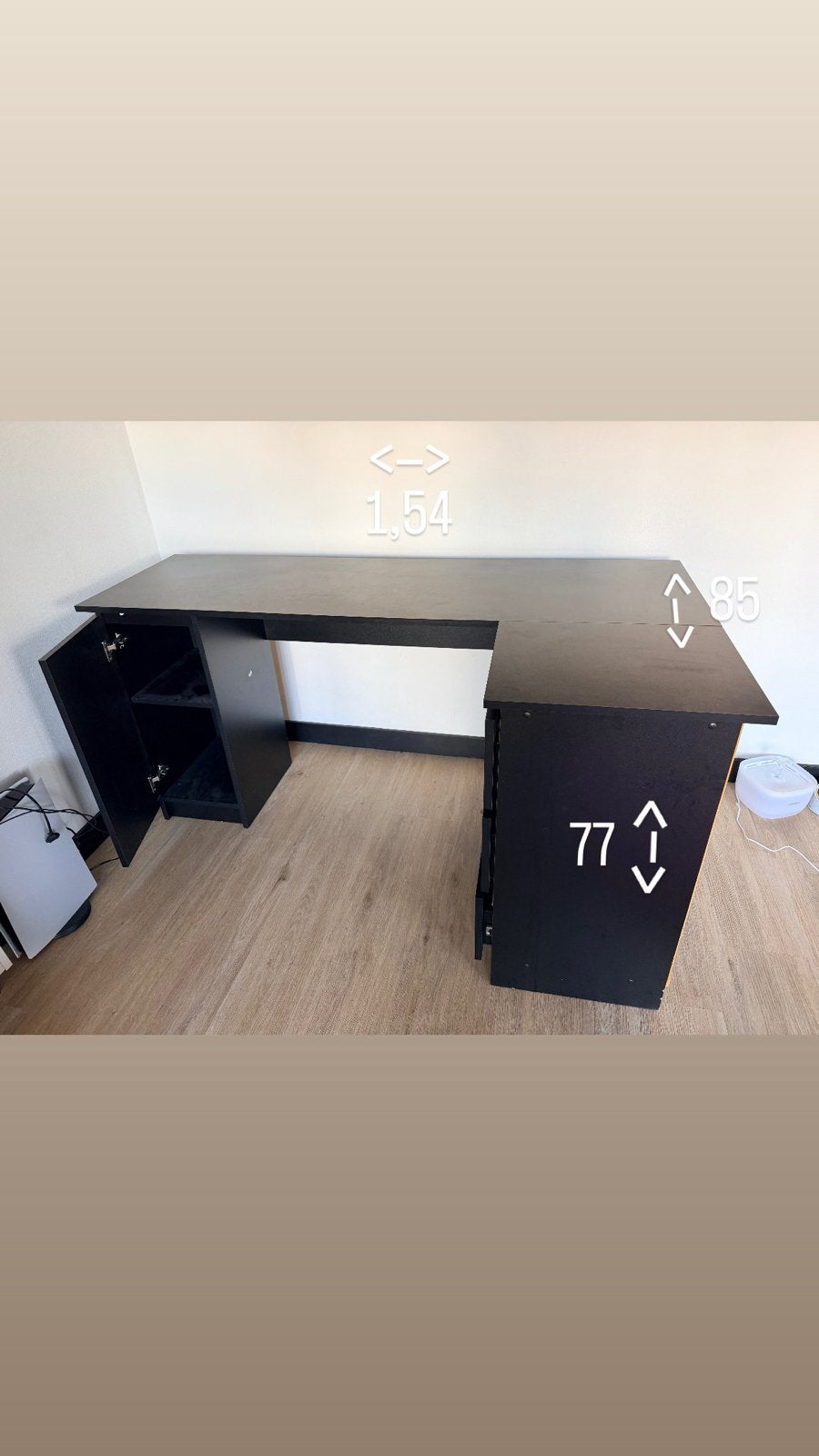 Gratis af te halen: Zwart hoekbureau met opbergruimte, Huis en Inrichting, Ophalen, Gebruikt, Hoekbureau, Opbergruimte