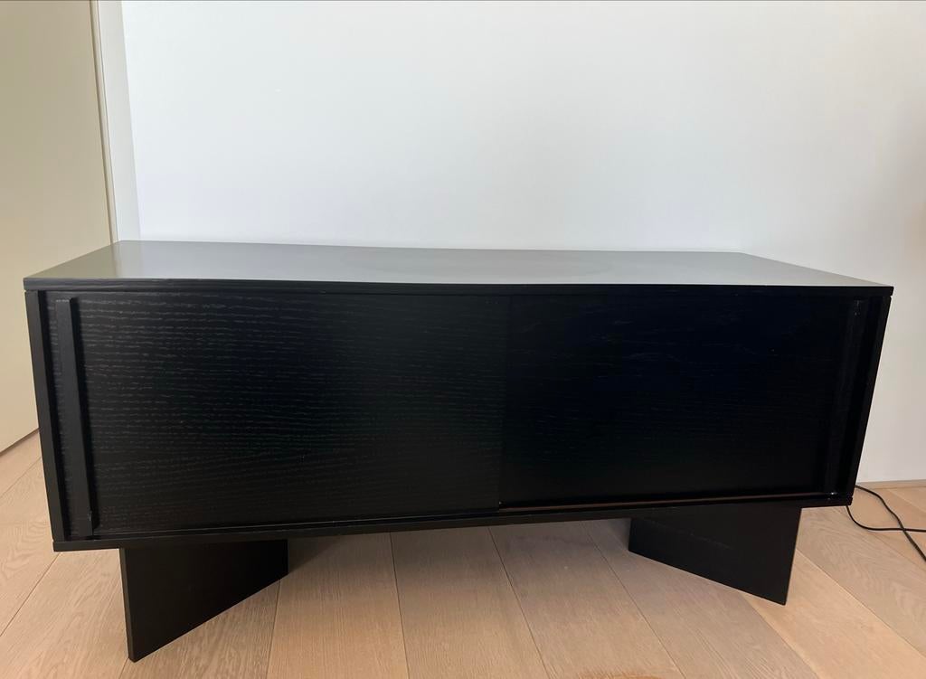 Zwarte lage kast / TV meubel - 115x40x53cm, Ophalen, Gebruikt, 100 tot 150 cm, Minder dan 100 cm