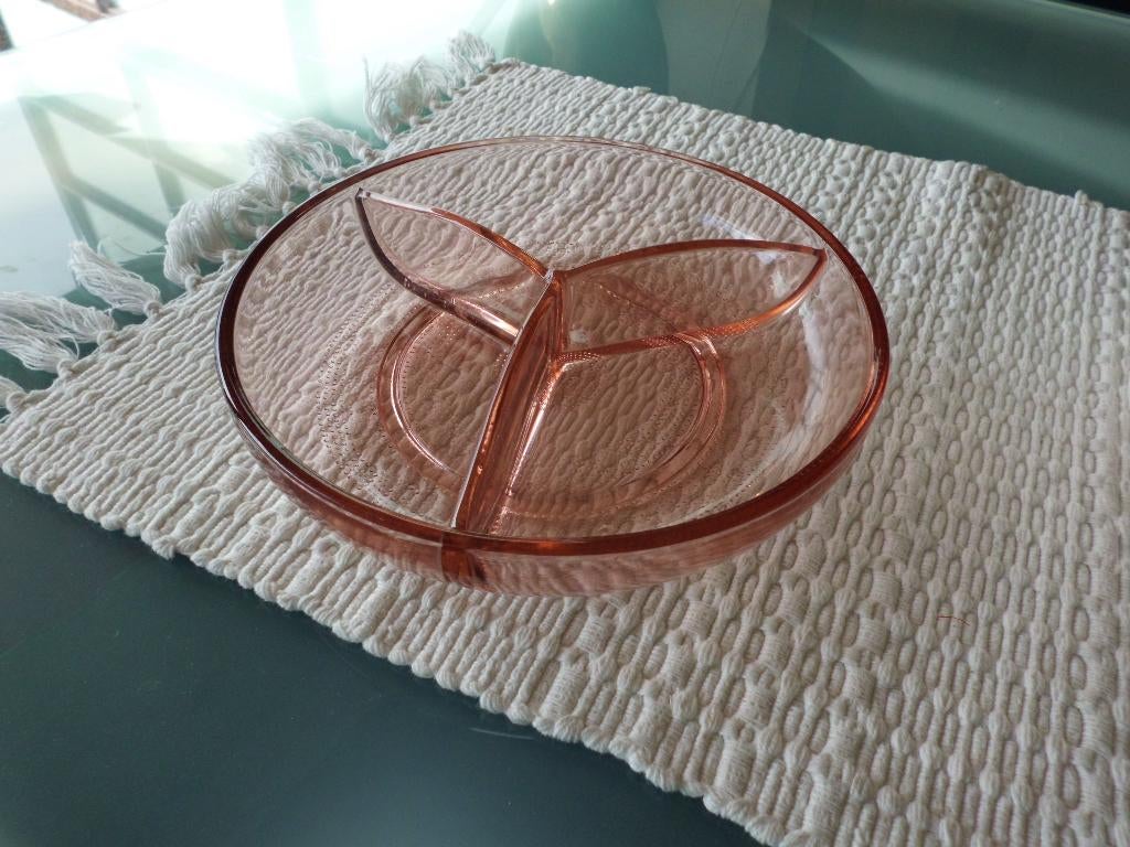 Rose persglas 3-vak Schaal, Ophalen of Verzenden