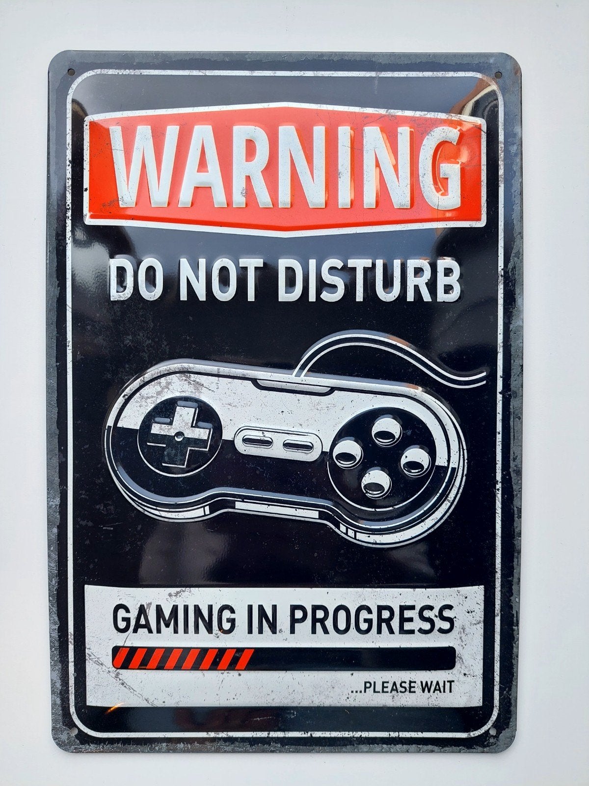 Wandbordje 'Gaming in process' 20x30cm, Metaal, 30 cm, Industrieel, Ophalen of Verzenden