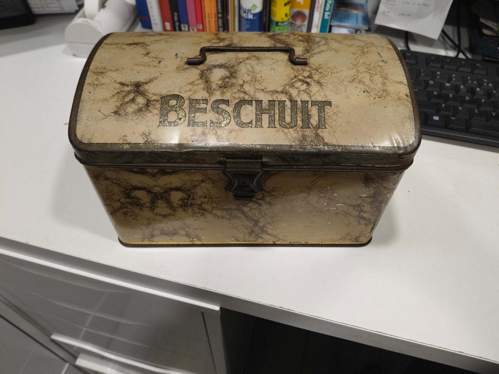 Vintage Beschuitbus - Broodtrommel - Koektrommel, Verzamelen, Verzenden, Gebruikt, Koek(jes)