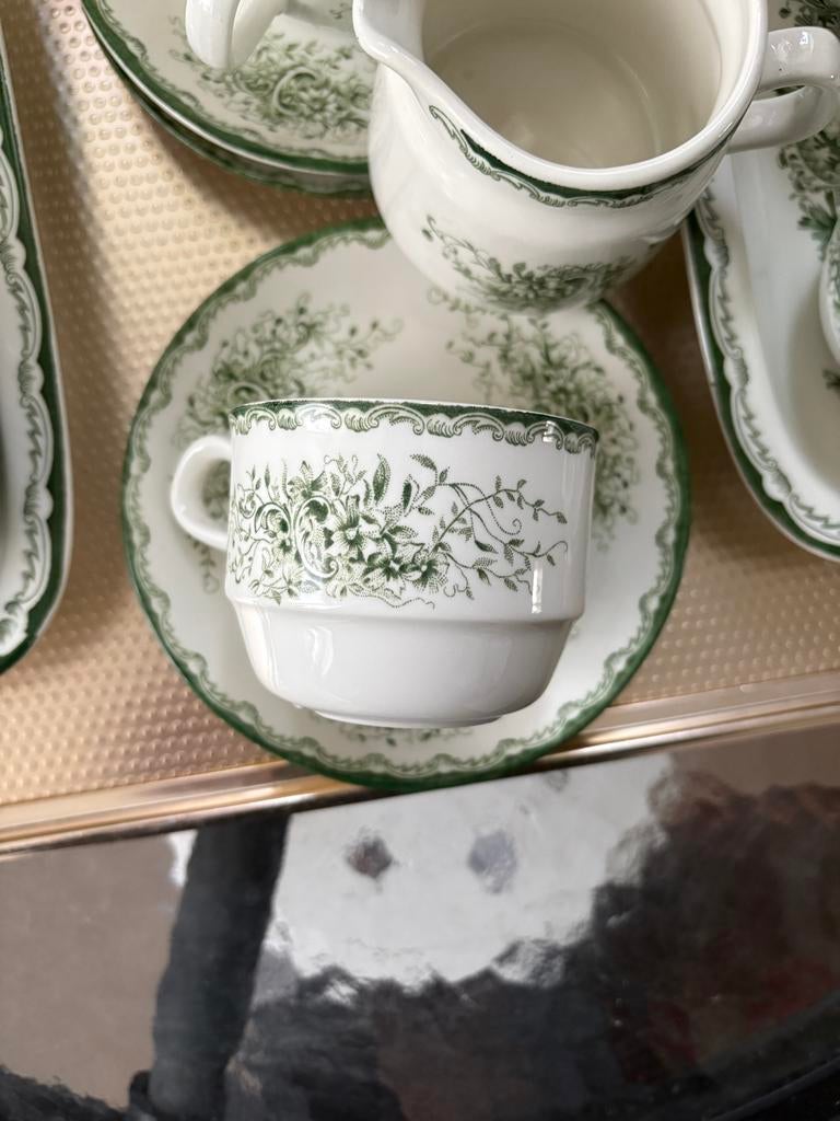 Rörstrand Zweeds koffie/thee servies set, groen bloemmotief, Antiek en Kunst, Ophalen of Verzenden