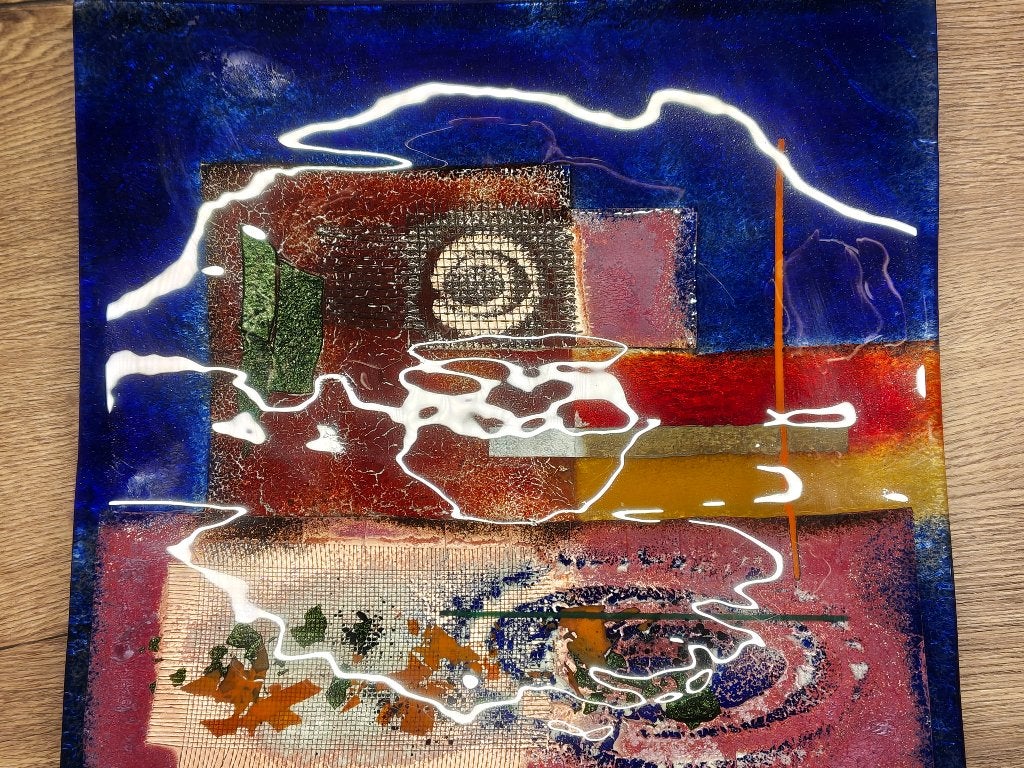 Veelkleurige art-glass schaal, Meerkleurig, Handgemaakt, 5 cm, Schaal