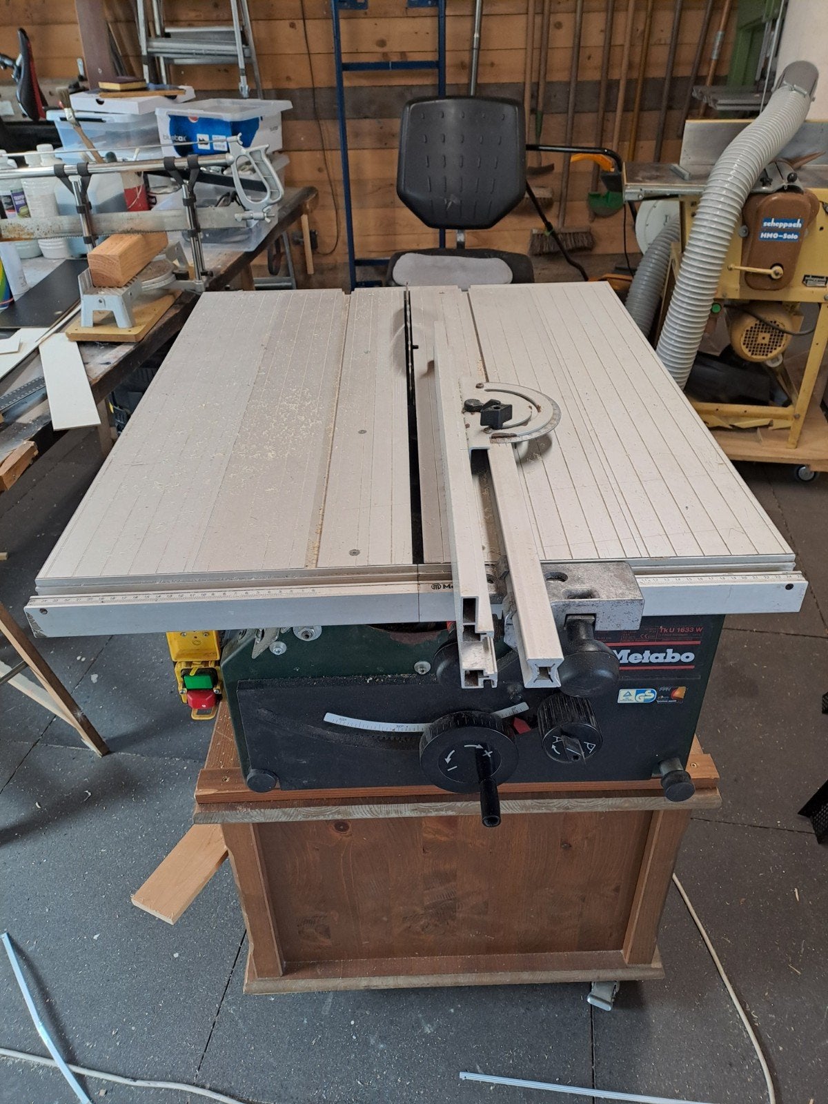 Metabo TKU 1633 W zaagtafel met trekzaag functie, Ophalen, Gebruikt, Cirkelzaag, 70 mm of meer