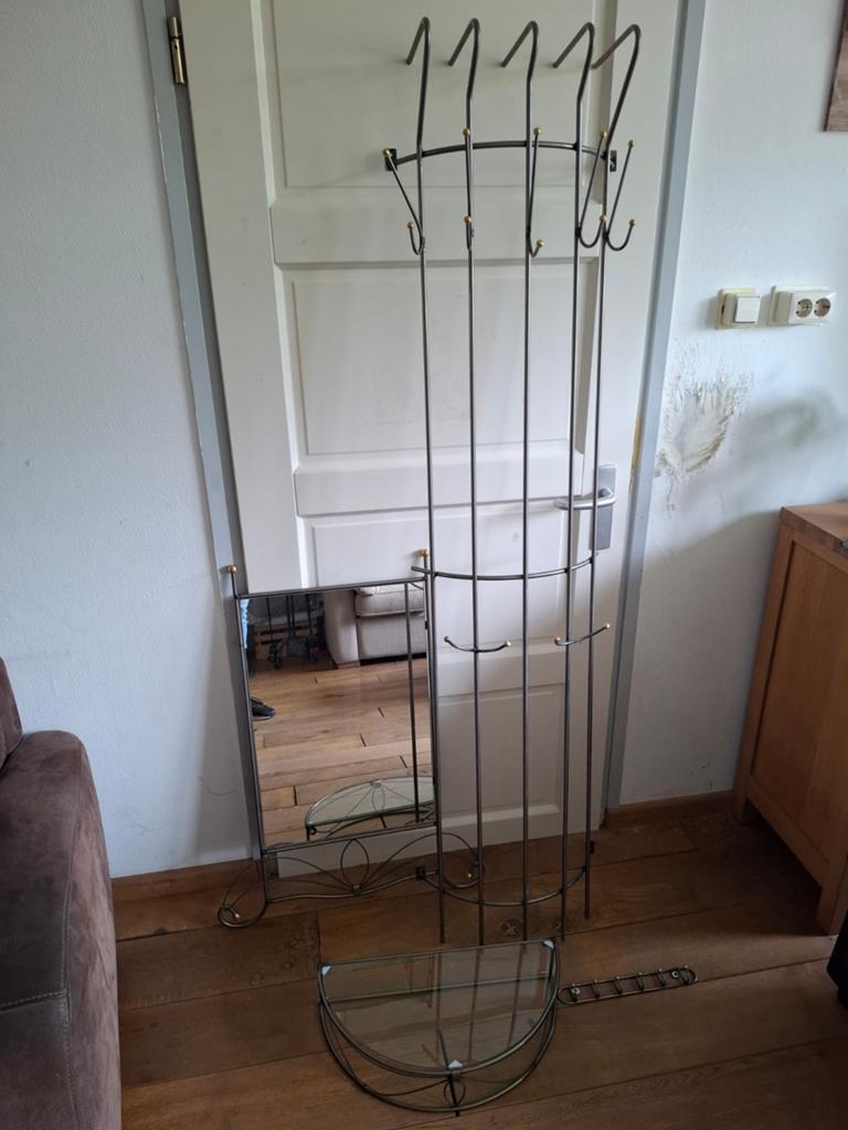 Gratis Kapstok, spiegel, glazen plankje en sleutelrekje, Ophalen, Wandkapstok, Minder dan 100 cm
