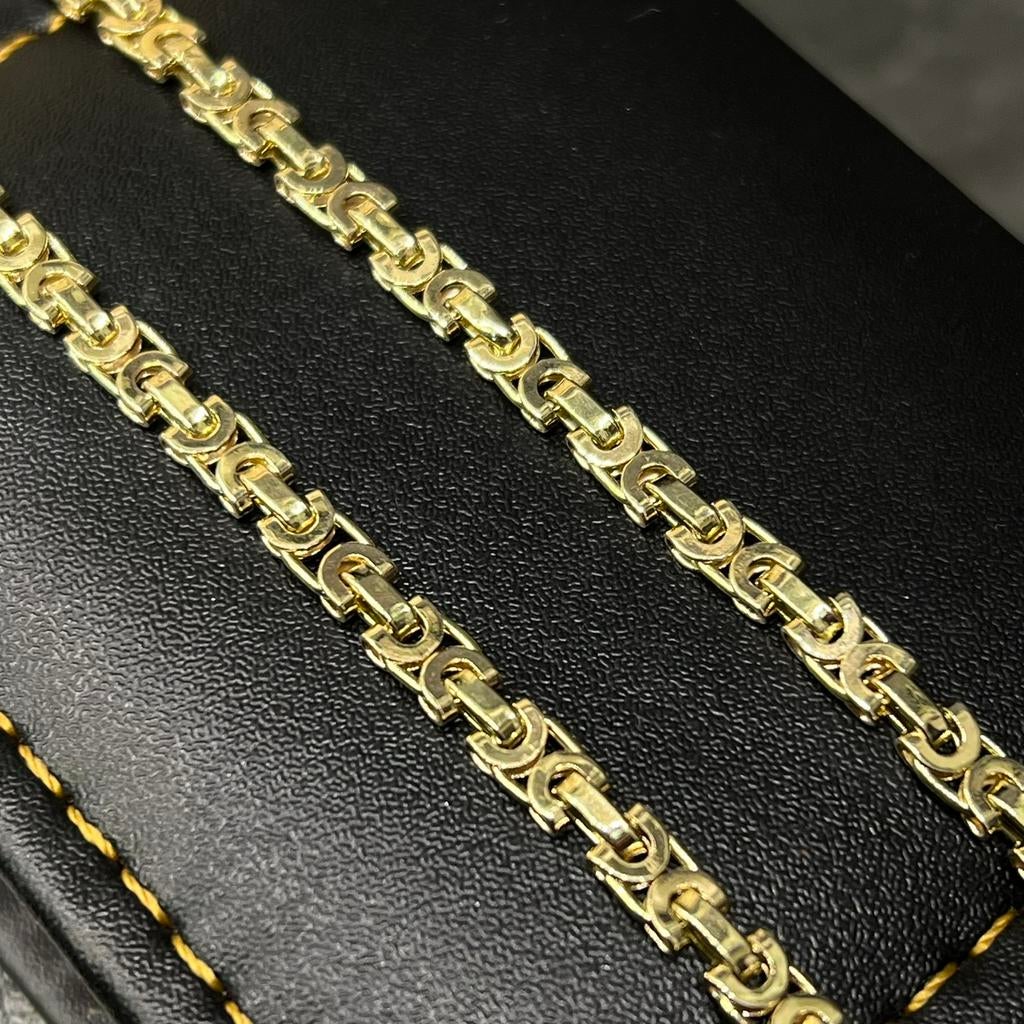 14k gouden ketting platte koningsketting massief schakel, Ophalen of Verzenden, Nieuw, Goud