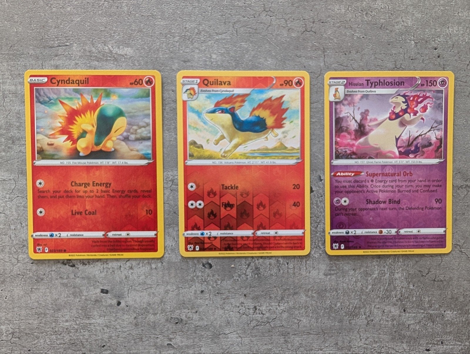 Pokémon Kaarten: Cyndaquil, Quilava, Hisuian Typhlosion, Ophalen of Verzenden