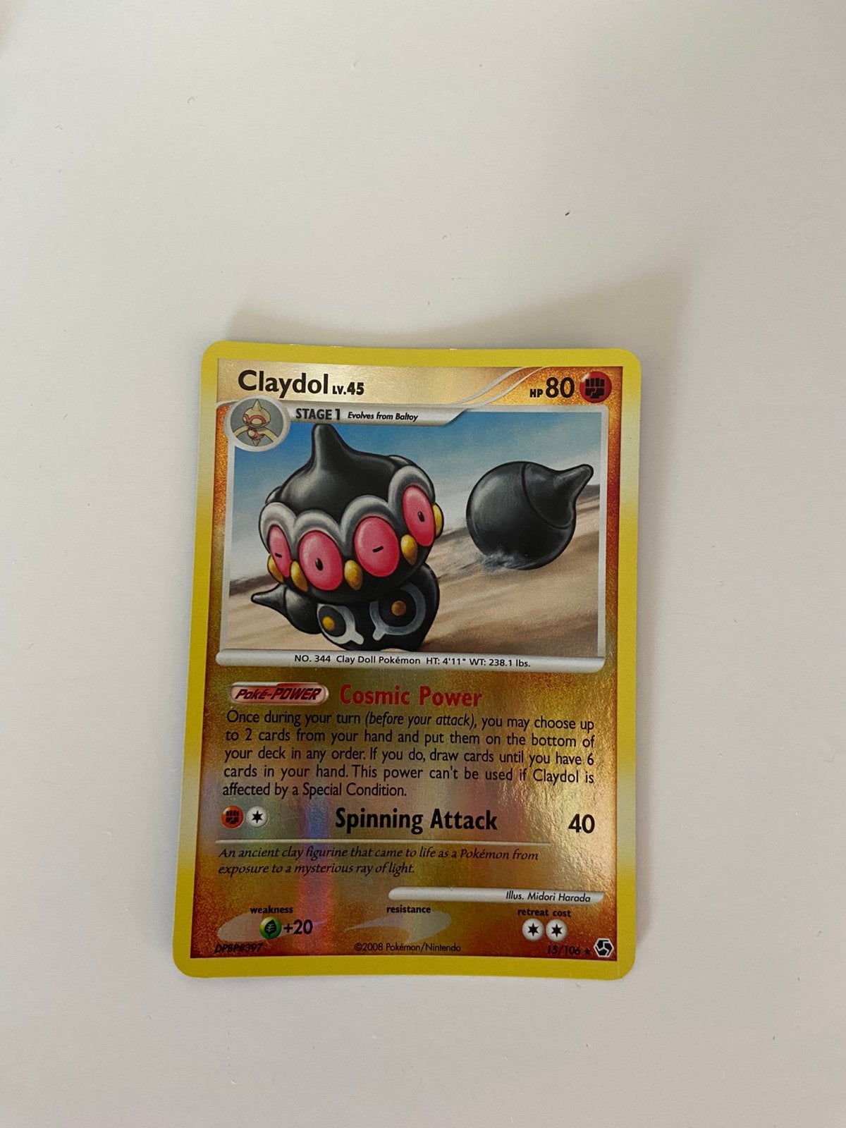 Claydol 15/106 Great Encounters Rare Reverse Holo Pokemon, Ophalen of Verzenden, Zo goed als nieuw
