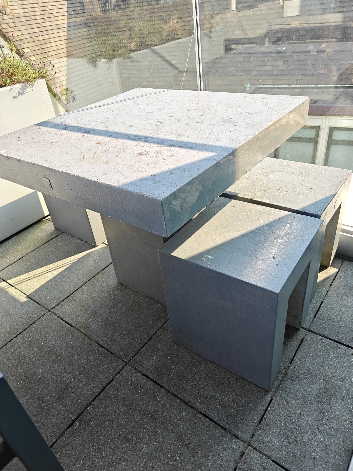 Beton tuinset, Ophalen, Gebruikt, Rechthoekig, Hout