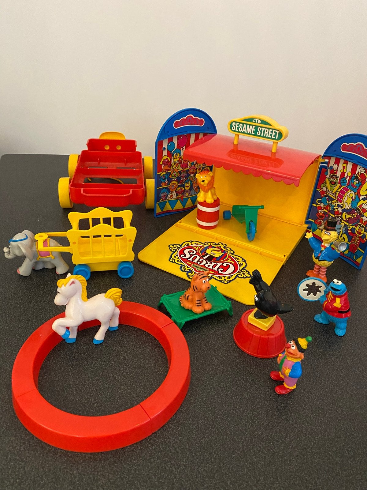 Vintage Sesamstraat Circus Speelset met Figuren, Ophalen of Verzenden, Gebruikt, Jongen of Meisje
