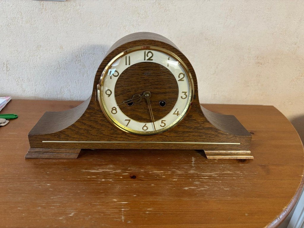 Vintage houten schouwklok / pendule – Jaren 50/60, Ophalen