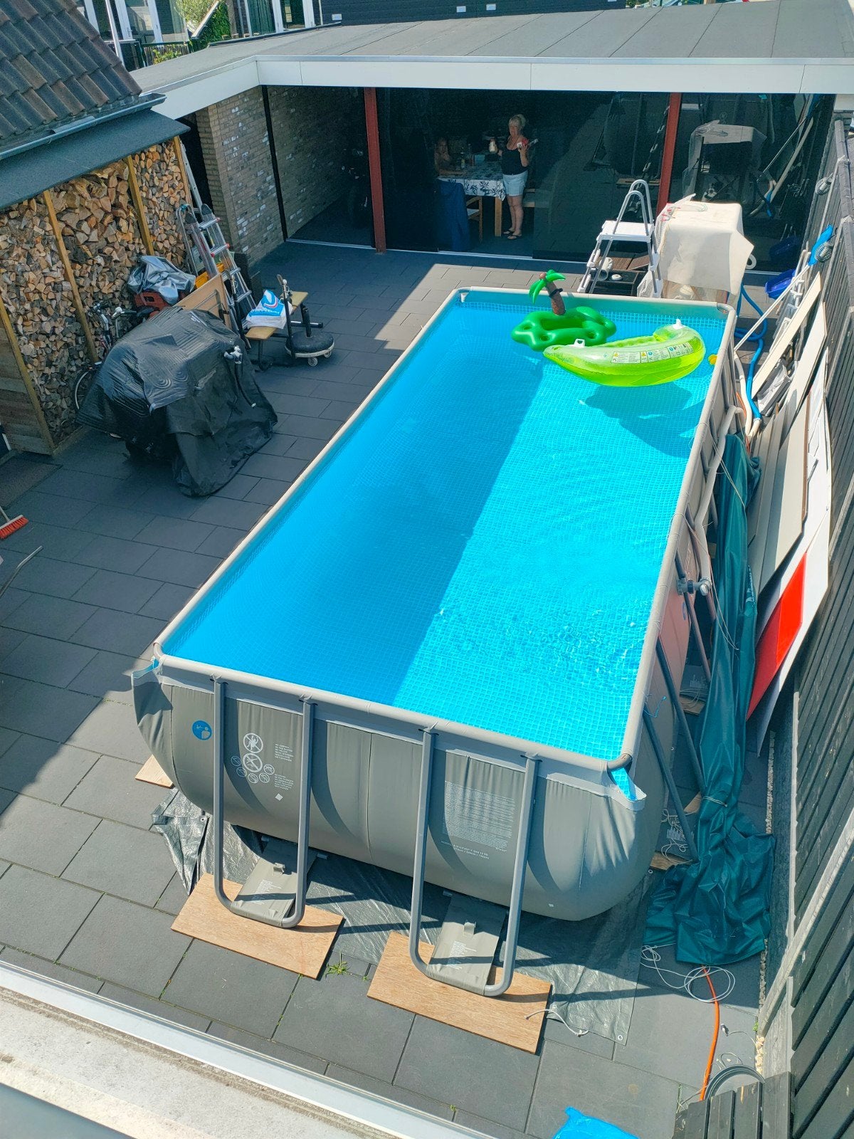 Intex Ultra XTR Frame Zwembad Set met Warmtepomp & Zoutwater, Tuin en Terras, Gebruikt, 200 tot 300 cm, Rechthoekig, Ophalen