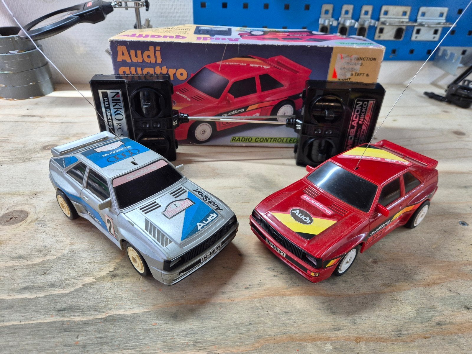 Vintage Nikko RC Audi Quattro 1:24 jaren 80 met doos, Elektro, Gebruikt, Ophalen of Verzenden, Auto onroad