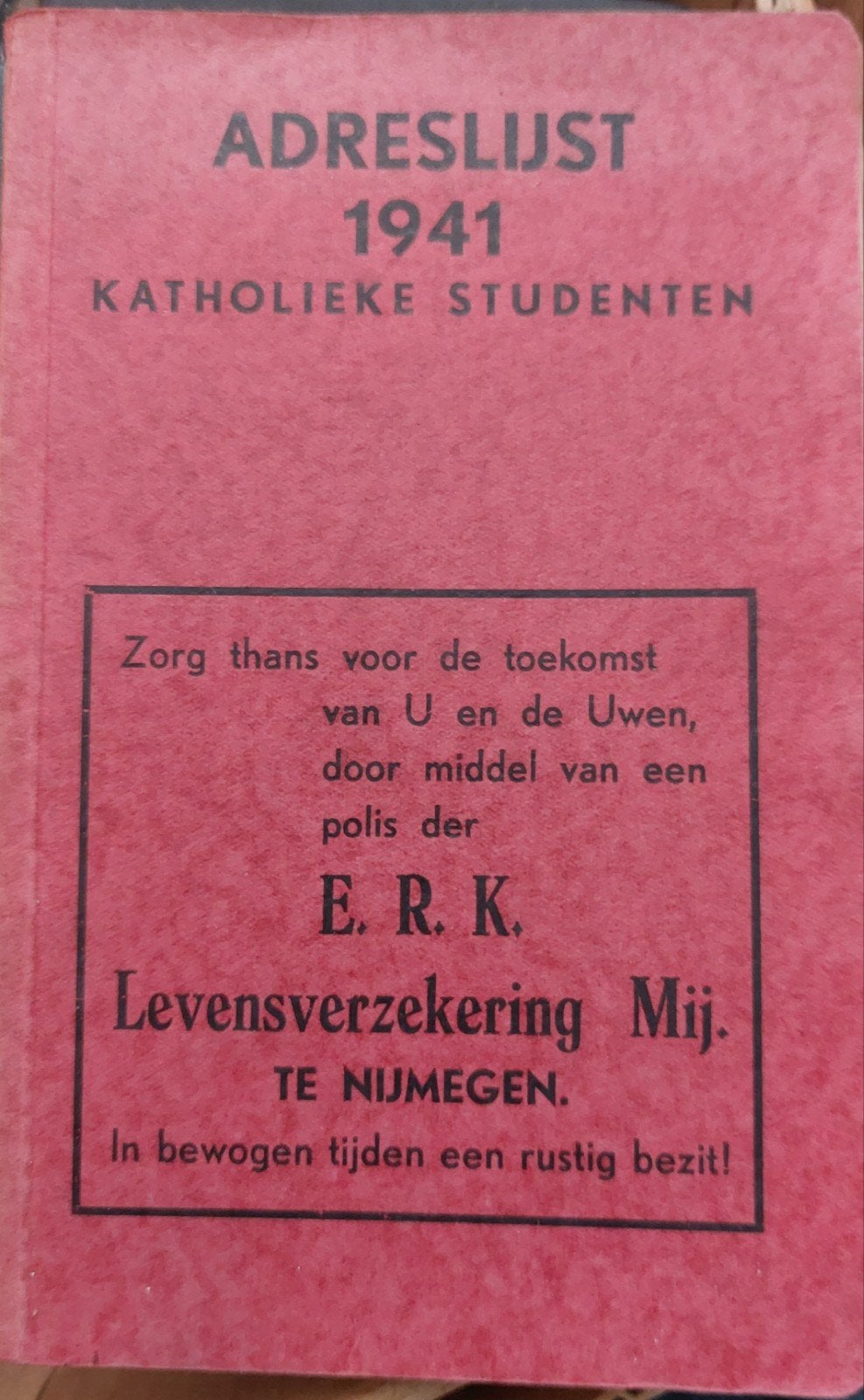 Adreslijst Katholieke Studenten 1941 met uitnodiging, Boeken, Ophalen of Verzenden, Gelezen, Unie van Katholieke Studentenverenigingen