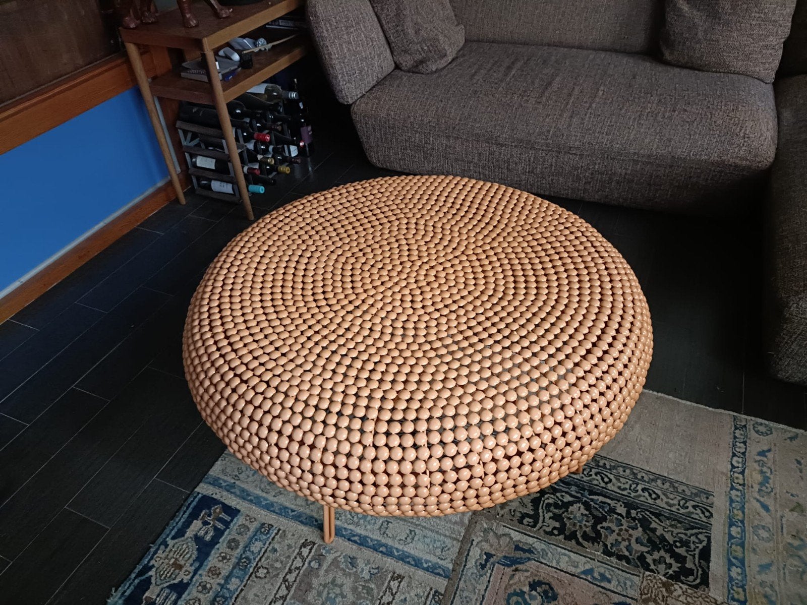 Pols Potten Stalen Ronde Salontafel 105 cm, Ophalen, Gebruikt, Rond, Metaal