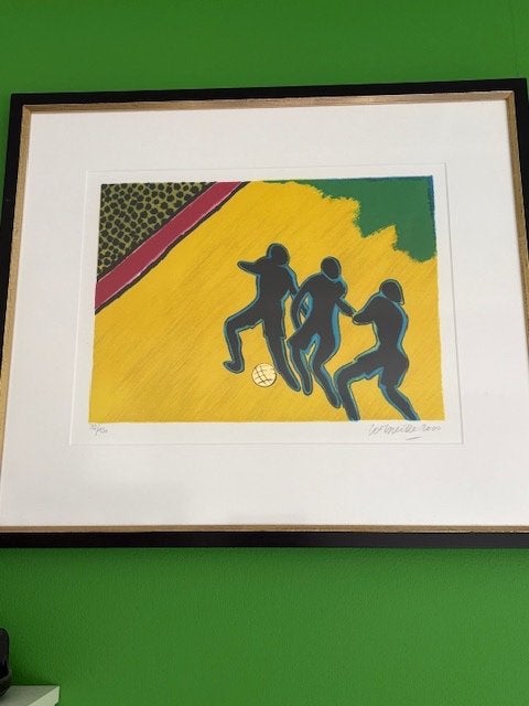 2 zeefdrukken van Corneille voor Euro2000 voetbal, Antiek en Kunst, Kunst | Litho's en Zeefdrukken, Ophalen, Zeefdruk, Sport, Gelimiteerde oplage
