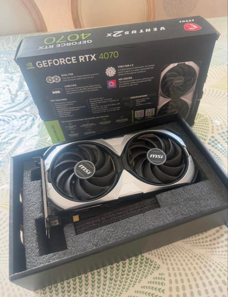 MSI Geforce RTX 4070 Ventus 2X, Computers en Software, Videokaarten, GDDR6, PCI-Express 4, Ophalen of Verzenden, Zo goed als nieuw